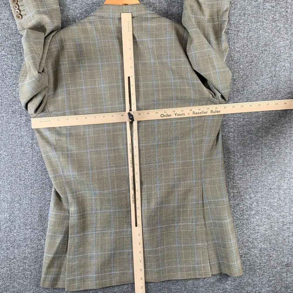 Ermenegildo Zegna Blazer Men 40R Silk Linen Glen Check Windowpane Sport Coat